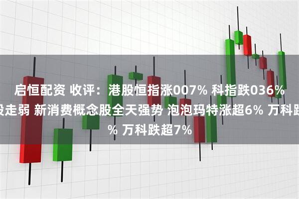 启恒配资 收评：港股恒指涨007% 科指跌036% 内房股走弱 新消费概念股全天强势 泡泡玛特涨超6% 万科跌超7%